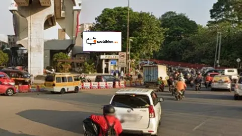 Videotron 8 × 4 m di Jl. Jend. Sudirman (Bundaran Air Mancur) (Dari menuju Jembatan Ampera/Stadiun Gelora Sriwijaya), Palembang, Sumatera Selatan